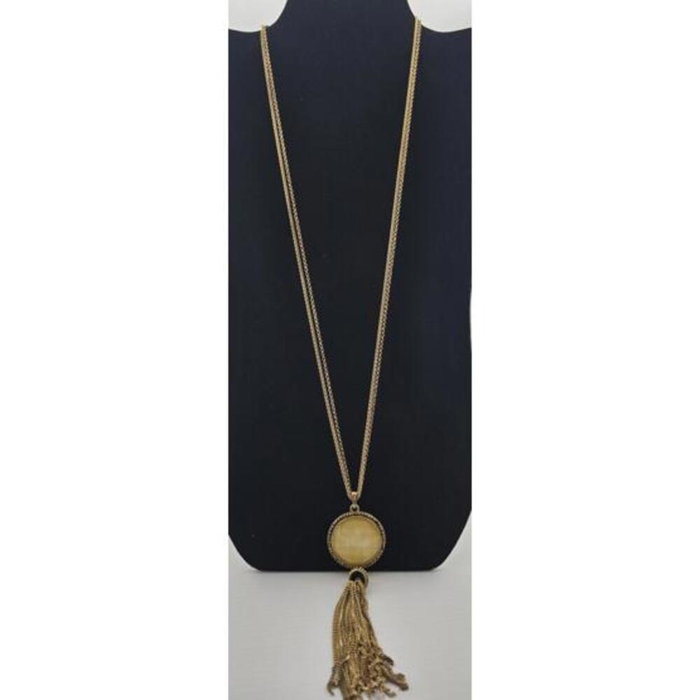 Lucky Brand Long Rhinestone Tassel Necklace